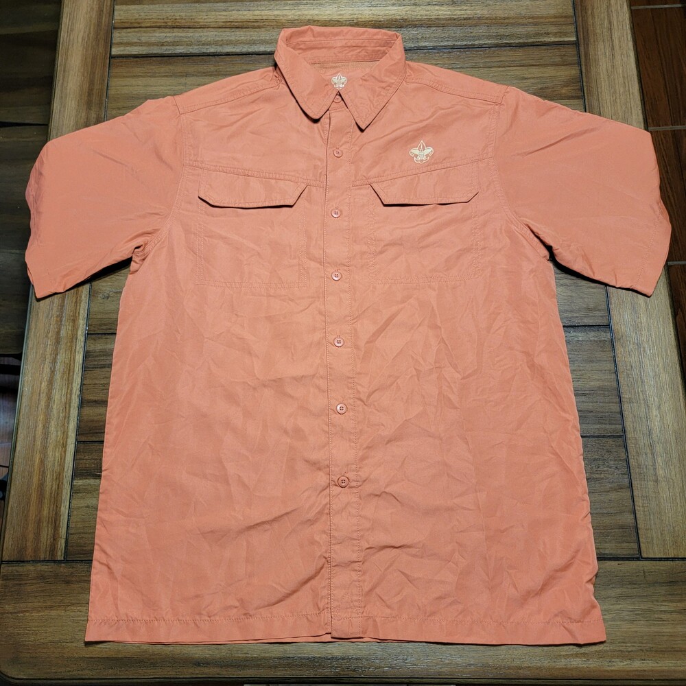 Boy Scouts Of America SS Full Button Shirt Rust Orange - Size Men's Medium